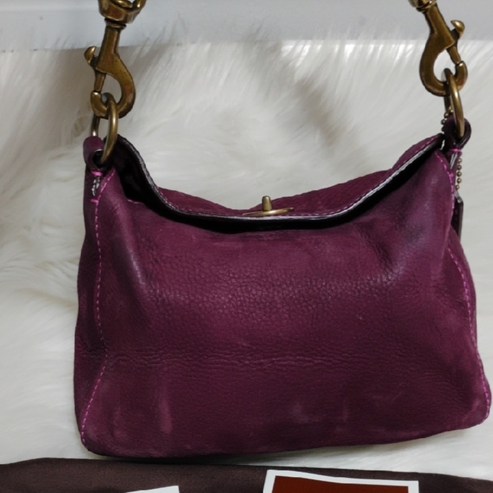 RARE! Coach Vintage Two-Tone Purple/Burgundy Shoulder Bag W Dust Bag - Picture 2 of 15